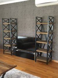 Endüstriyel Metal-Ahşap Kitaplık